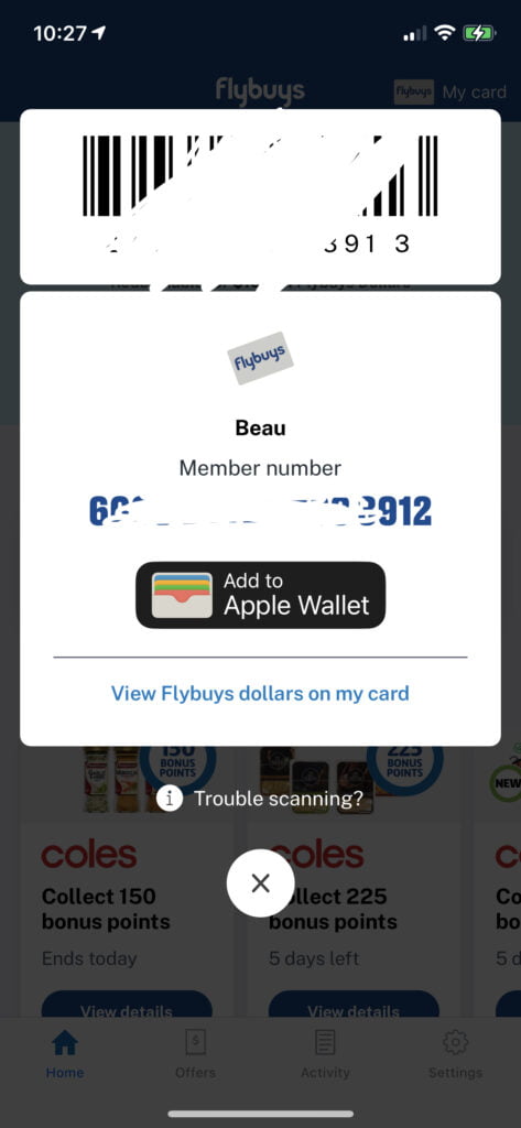 flybuys apple wallet